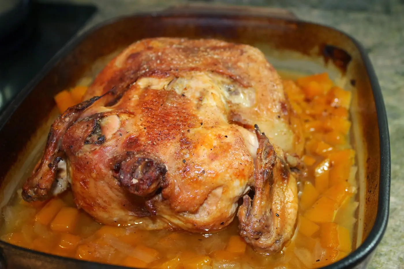 Pollo a la sidra con calabaza: foto del paso a paso