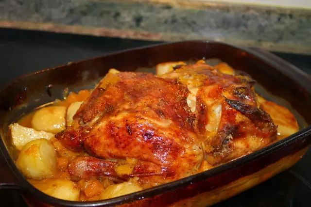 Pollo a la sidra con calabaza
